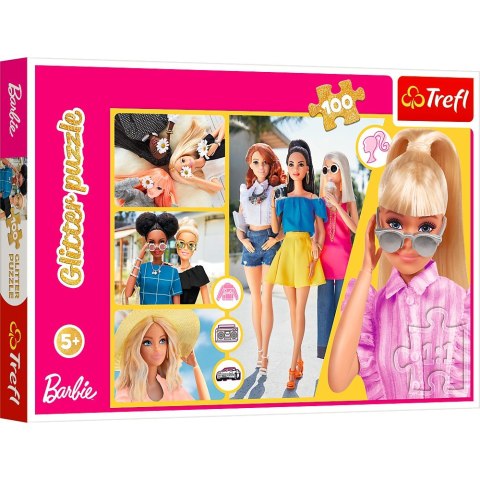 Trefl Puzzle 100 elementów Glitter Brokatowa Barbie