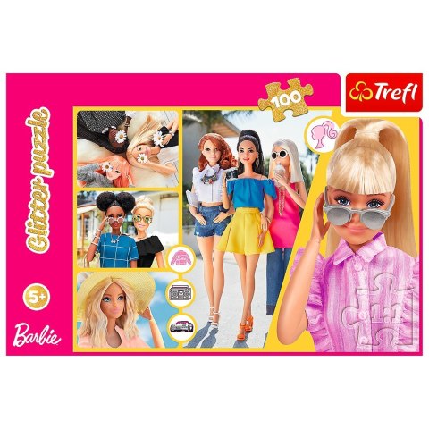 Trefl Puzzle 100 elementów Glitter Brokatowa Barbie