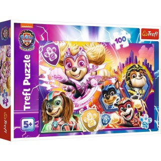 Trefl Puzzle 100 elementów Poznaj Mighty Pups Psi Patrol Paw Patrol