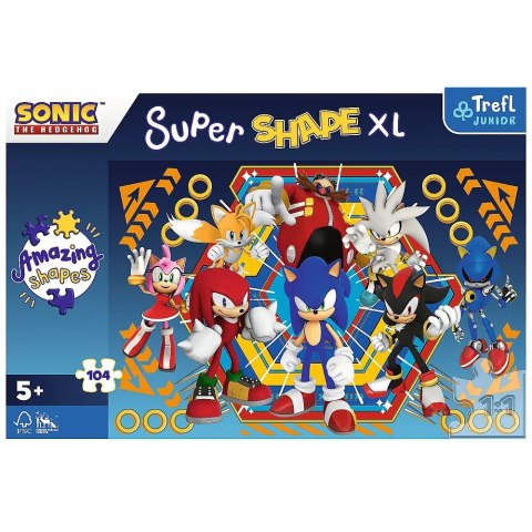 Trefl Puzzle 104 elementy XL Super Shape Świat Sonica