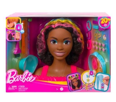 Mattel Barbie Głowa do stylizacji Neonowa tęcza kręcone włosy