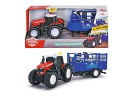 Dickie Pojazd FARM Massey Ferguson traktor z przyczepą, 26 cm