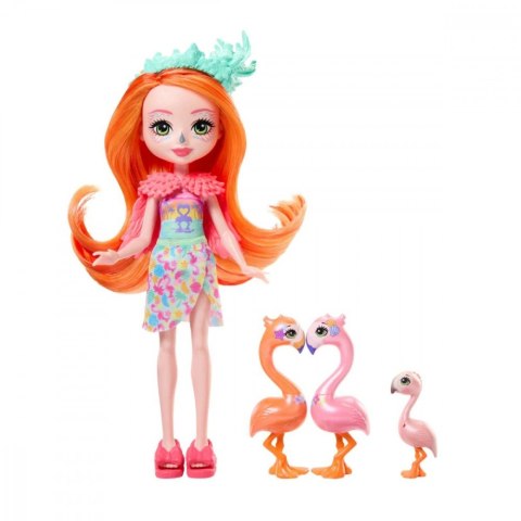 Mattel Lalka Enchantimals Rodzina Flamingów Florinda Flamingo + 3 Zwierzątka