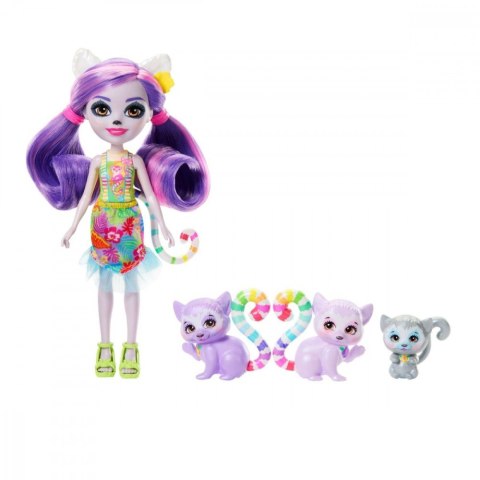 Mattel Lalka Enchantimals + figurki zwierzątek Rodzina Lemurów