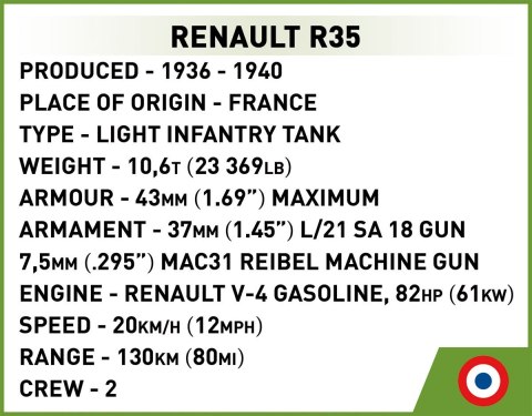 Cobi Klocki Klocki Renault R35 - Valentine IX - Panzer I