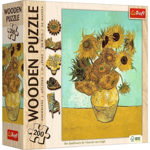 Trefl Puzzle drewniane 200 elementów Słoneczniki Vincent van Gogh