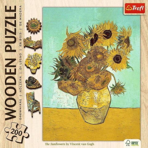 Trefl Puzzle drewniane 200 elementów Słoneczniki Vincent van Gogh