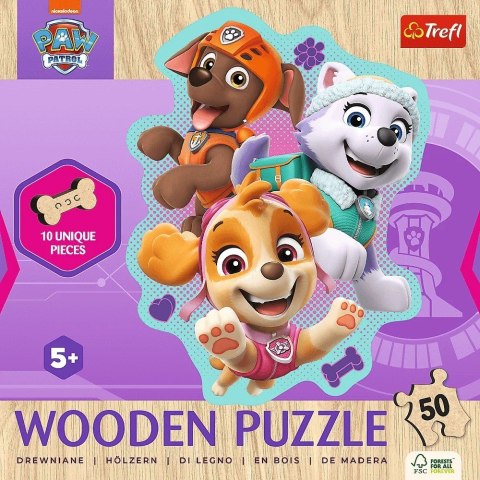 Trefl Puzzle drewniane 50 elementów Psi Patrol Wesoła gromadka piesków