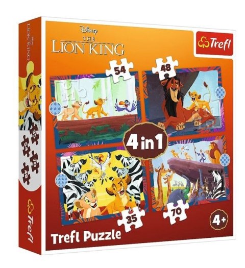 Trefl Puzzle 4w1 Król Lew odważny