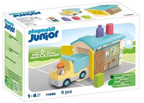 Playmobil Zestaw z figurką Junior 71686 Ciężarówka z garażem z funkcją sortera