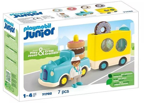 Playmobil Zestaw z figurkami Junior 71702 Szalony Donut Truck z funkcją układania i sortowania