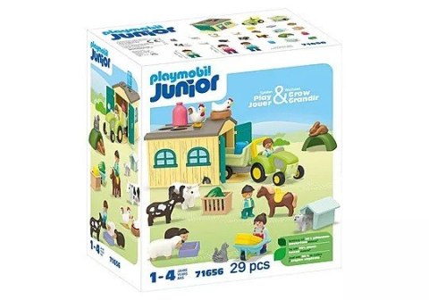 Playmobil Zestaw z figurkami Junior 71656 Przygoda na gospodarstwie z traktorem, przyczepą i zwierzętami