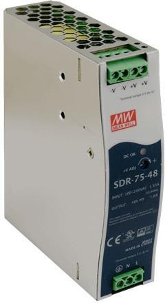 ZASILACZ IMPULSOWY NA SZYNĘ DIN MEAN WELL SDR-75-48 48V/75W/1.6A MEAN WELL