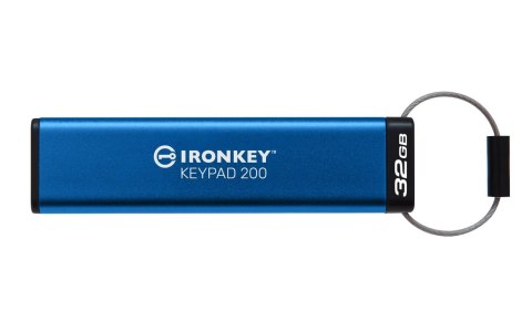 Kingston Technology IronKey Keypad 200 pamięć USB 32 GB USB Typu-A 3.2 Gen 1 (3.1 Gen 1) Niebieski Kingston Technology