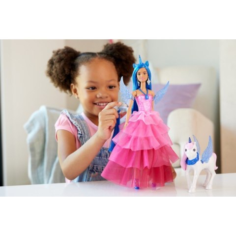 Mattel Lalka Barbie księżniczka Sapphire + skrzydlaty jednorożec