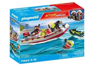 Playmobil Zestaw figurek Action Heroes 71464 Łódź straży pożarnej ze skuterem wodnym