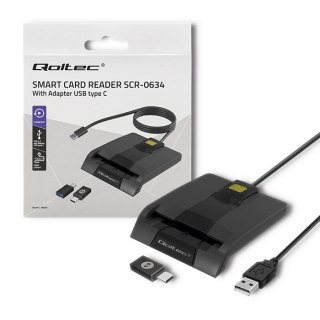 Qoltec Inteligentny czytnik chipowych kart ID SCR-0634 | USB typu C