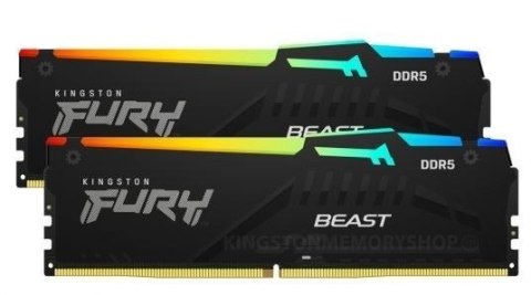 Kingston Pamięć DDR5 Fury Beast Black RGB 16GB(2* 8GB)/5200 CL36 EXPO