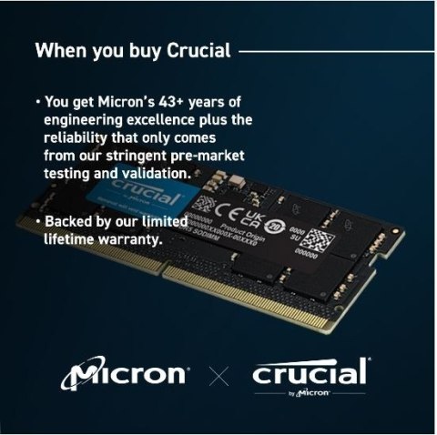 Crucial Pamięć do notebooka DDR5 SODIMM 32GB(2*16) /5600 CL46 (16Gbit)