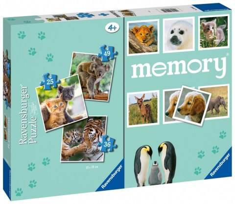 Ravensburger Polska Puzzle 3w1 Dzieci zwierząt gra memory