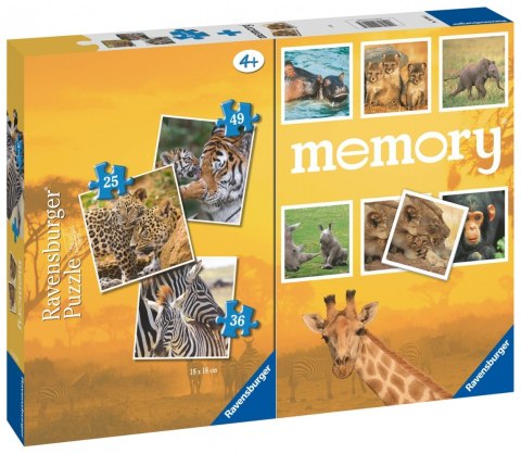 Ravensburger Polska Puzzle 3w1 Dzikie zwierzęta gra memory