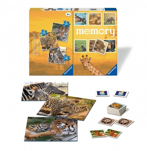 Ravensburger Polska Puzzle 3w1 Dzikie zwierzęta gra memory