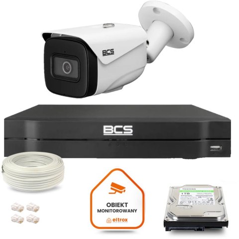 Zestaw monitoringu IP BCS Line 1x Kamera BCS-L-TIP25FSR5-Ai1 Rejestrator z dyskiem 1TB BCS