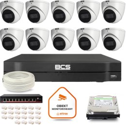 Zestaw monitoringu IP BCS Line 10x Kamera BCS-L-EIP14FSR3-AI1 Rejestrator z dyskiem 1TB BCS