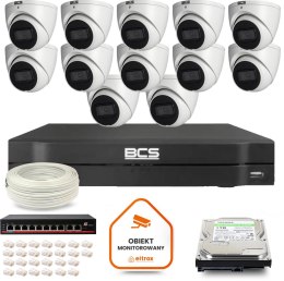 Zestaw monitoringu IP BCS Line 12x Kamera BCS-L-EIP14FSR3-AI1 Rejestrator z dyskiem 1TB BCS