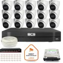 Zestaw monitoringu IP BCS Line 15x Kamera BCS-L-EIP14FSR3-AI1 Rejestrator z dyskiem 1TB BCS