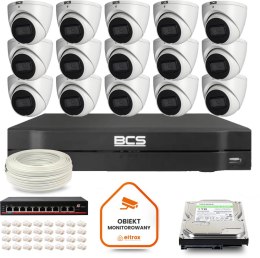 Zestaw monitoringu IP BCS Line 15x Kamera BCS-L-EIP14FSR3-AI1 Rejestrator z dyskiem 1TB BCS