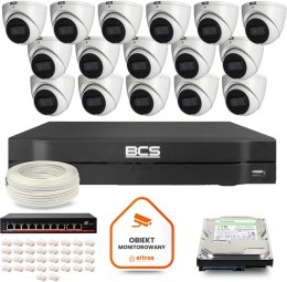 Zestaw monitoringu IP BCS Line 16x Kamera BCS-L-EIP14FSR3-AI1 Rejestrator z dyskiem 1TB BCS