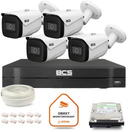 Zestaw monitoringu IP BCS Line 4x Kamera BCS-L-TIP25FSR5-Ai1 Rejestrator z dyskiem 1TB BCS