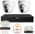 Zestaw monitoringu IP BCS Point 2x Kamera BCS-P-EIP28FWR3-Ai2 Rejestrator z dyskiem 1TB BCS