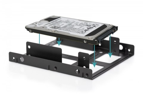 Digitus Ramka montażowa/Adapter SSD/HDD 2x 2.5" do 3.5" (ATA, SATA, SSD) metalowa ,zestaw, czarna