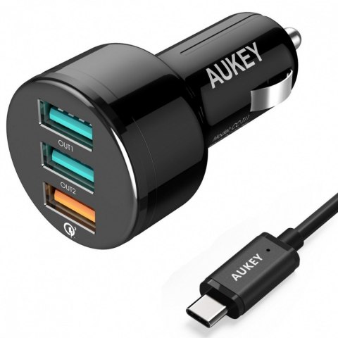 AUKEY CC-T11 ładowarka samochodowa 3xUSB Quick Charge 3.0 | 7.8A | 42W + kabel USB-C