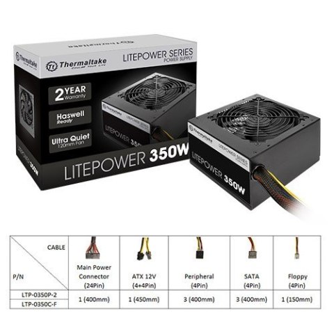 Thermaltake Litepower II Black 350W (Active PFC, 120mm)