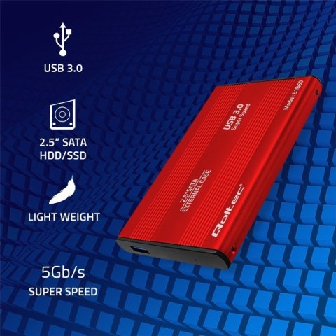 Qoltec Obudowa na dysk HDD/SSD 2.5 cala SATA3 | USB 3.0 | Czerwona