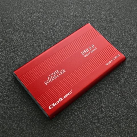 Qoltec Obudowa na dysk HDD/SSD 2.5 cala SATA3 | USB 3.0 | Czerwona