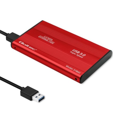 Qoltec Obudowa na dysk HDD/SSD 2.5 cala SATA3 | USB 3.0 | Czerwona