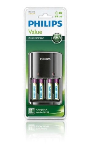 Philips Ładowarka 1/4 x AA/AAA, 170/80 mA, 220/240V, 4 x AAA 800 mAh