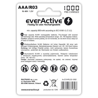 EverActive Akumulatory R03/AAA 1000 mAh, blister 4 szt. Edycja limitowana