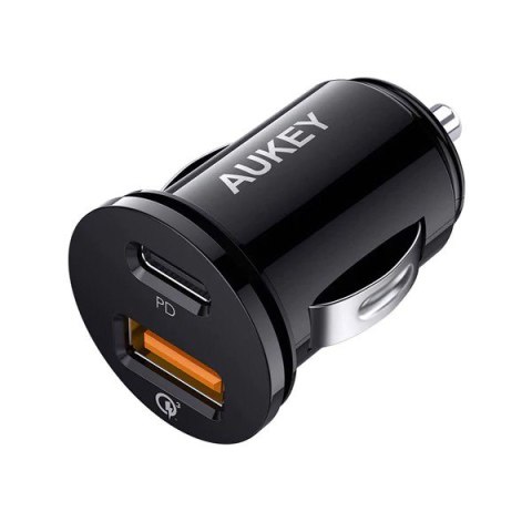 AUKEY CC-Y11 Mini ładowarka samochodowa 2xUSB (1xUSB C Power Delivery 3.0 + USB-A Quick Charge 3.0) 21W 6A