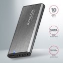 AXAGON EEM2-SG2 Obudowa zewnętrzna aluminiowa bezśrubowa USB-C 3.2 Gen 2 M.2 NVMe & SATA SSD + USB-A - USB-C redukcja