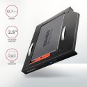 AXAGON RSS-CD12 Ramka na 2,5" SSD-HDD do gniazda DVD, 12.7mm LED aluminium