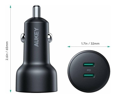 AUKEY CC-Y10 ładowarka samochodowa 2xUSB-C Power Delivery 3.0 36W 6A