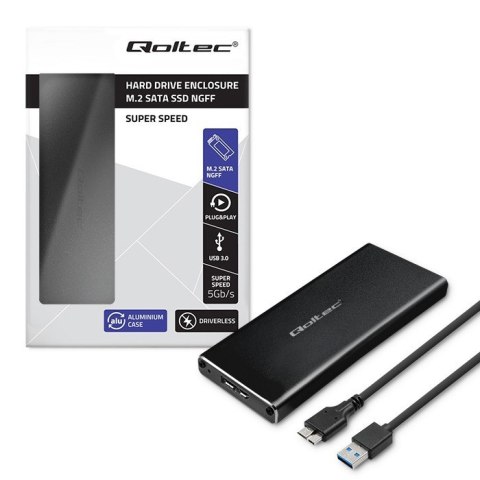 Qoltec Obudowa | kieszeń do dysków SSD M.2 SATA | NGFF | USB 3.0