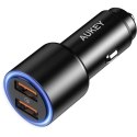 AUKEY CC-Y17S aluminiowa ładowarka samochodowa 2xUSB QC 3.0 36W LED