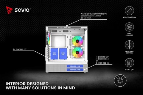 Savio Obudowa komputerowa SIGMA X1 WHITE