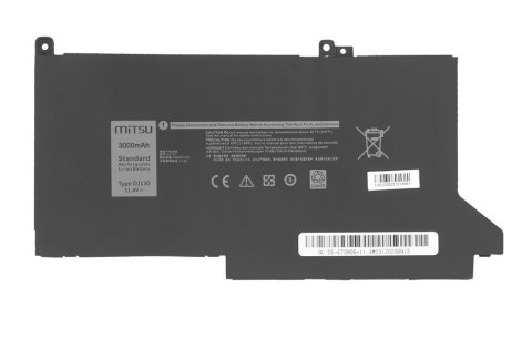 Mitsu Mitsu Bateria DJ1J0 C27RW do Dell Latitude 7280 7290 7380 7390 7480 7490 - 11.4V 3000 mAh (34 Wh) 11.4V